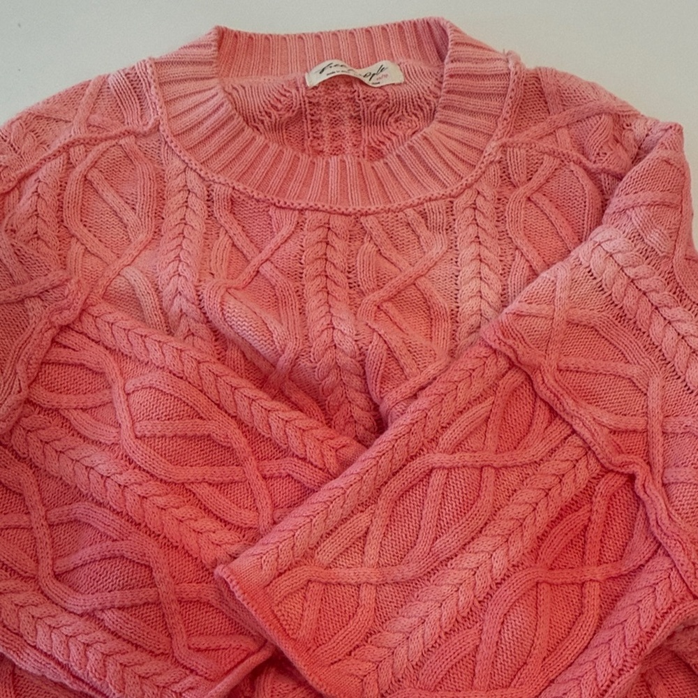 Free People Pink Cable Knit Sweater